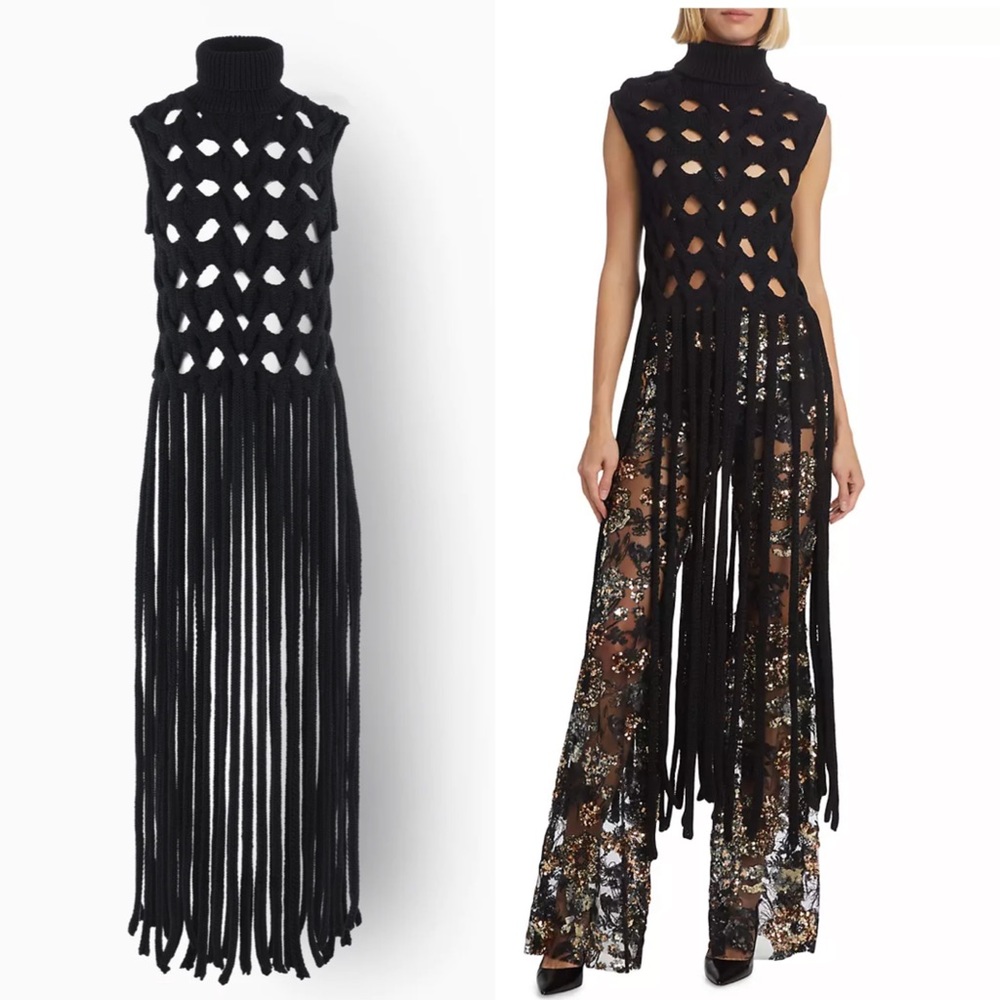 Aknvas Fausti Open-Knit Fringe Sweater